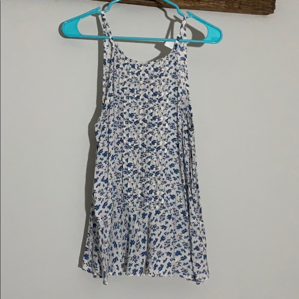 Blue and white floral tank top